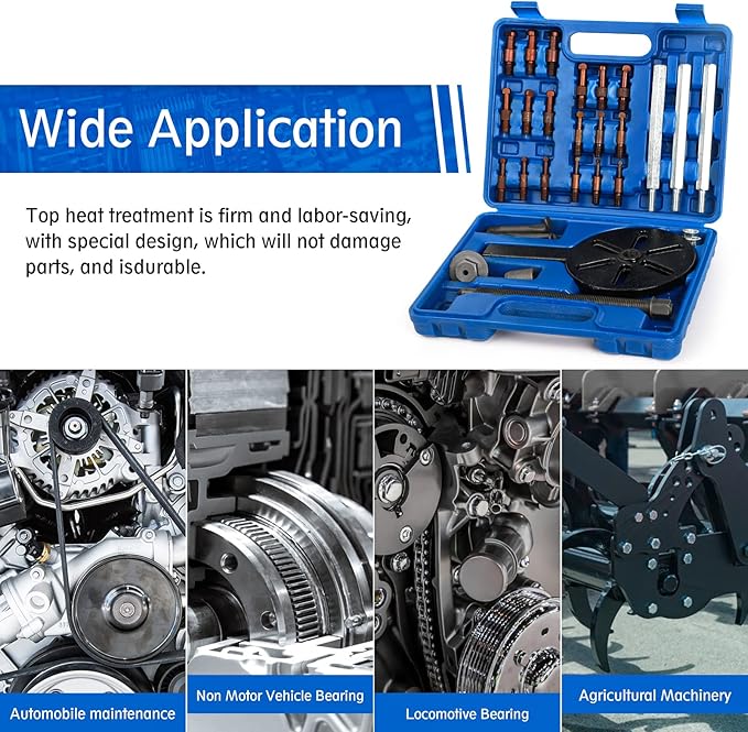 21 in1 Bearing Puller, Bearing Puller Set, Inner Hole Three-Jaw Puller, with Curved Hook and Red Steel Collet Multifunctional Bearing Removal Tool, with Heavy Duty Portable Storage Case Blue