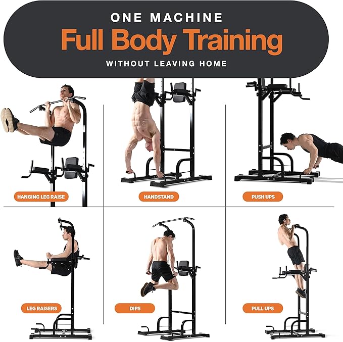 Pull Up Bar Free Standing - Power Tower, Multi-Functional Pullup Dip Station, Calisthenics Equipment Station For Home Gym - 440LBS Capacity, Height Adjustable, Durable, Heavy-Duty Strength Training For Men & Women To Build Muscle.