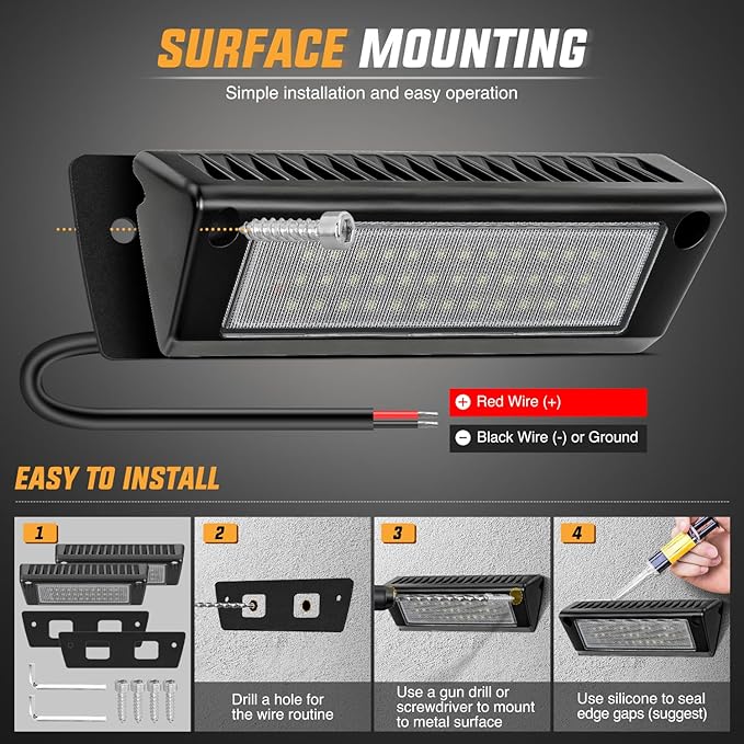 Nilight RV Exterior Light 2PCS 9 Inch Porch Lights Flood Beam 12V 24V LED Scene Cargo Lighting Black Aluminum Housing for RVs Trailers Travel Campers 5th Wheels Motorhome SUV Truck