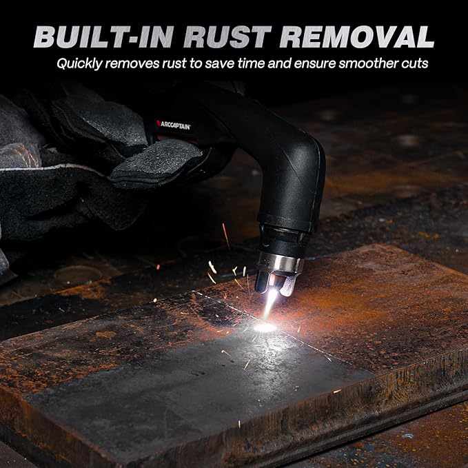 ARCCAPTAIN 55Amp Plasma Cutter, Blowback Non-HF Pilot Arc Plasma Cutting Machine, Large LED Display IGBT Inverter 110/220V Dual Voltage, 3/5" Clean Cut, Mesh Cutting, Rust Removal, PA PT Adjustable