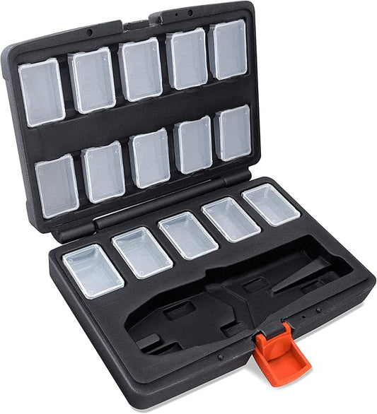 Wirefy Premium Storage Case for 8.7″ Crimping Tool & 15 Slots for Crimping Dies | Heavy-Duty Plastic Organizer with Individual Compartments for Electrical Terminals and Wire Connectors