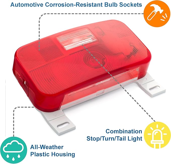 Lumitronics Red Surface Mount Stop/Turn/Tail, License Bracket/Light for RV, Trailer, Camper, 5th Wheel and Motorhomes (White)