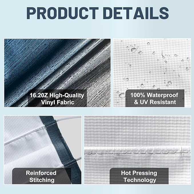 19' RV Awning Fabric Replacement, Heavy Duty 16.2oz Weatherproof Vinyl RV Awning Fabric, Universal Outdoor Canopy for Camper, Trailer and Motorhome,Blue Gradient