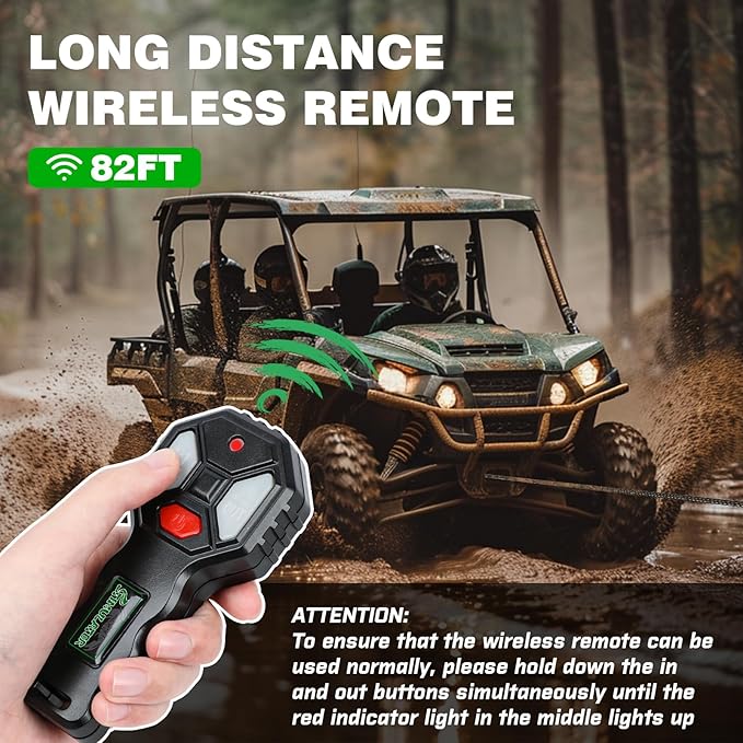 STIMULATER 5500LB ATV/UTV Winch,12V Electric Winch,Winch with 1/4'' x 50' Synthetic Rope,with Wireless Remote and Wired Switch,with Hawse Fairlead&Hook,IP67 Waterproof,Suitable for Most ATVs and UTVs