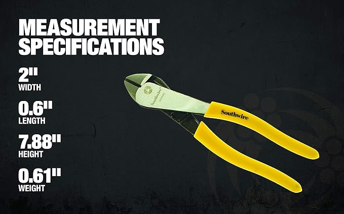 Southwire DCPA8D 8" Angled Head High-Leverage Diagonal Cutting Pliers with Dipped Handles; Yellow
