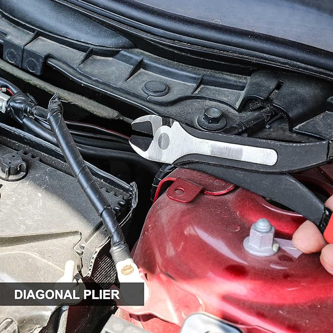 HAUTMEC 11Inch Extra Long Needle Nose Pliers Set, 5PCS Spring Loaded Heavy Duty Long Reach Pliers Include Hose Grip and Diagonal Cutting Plier, Straight and 45/90 Degree Bent Nose Pliers