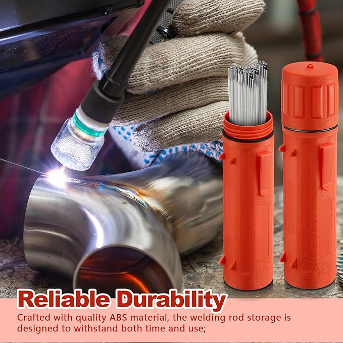 Zonon 4 Pcs Electrode Rod Storage Tube 14 Inch Airproof and Waterproof Welding Rod Holder for Canister(Orange)