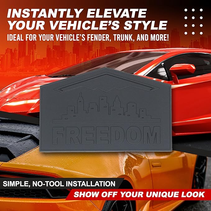 Freedom Emblem, Custom Metal Alloy B-2 Stealth Badge, Exterior Automotive Accessories, Universal Fit for Car, Truck, SUV (Matte Black)