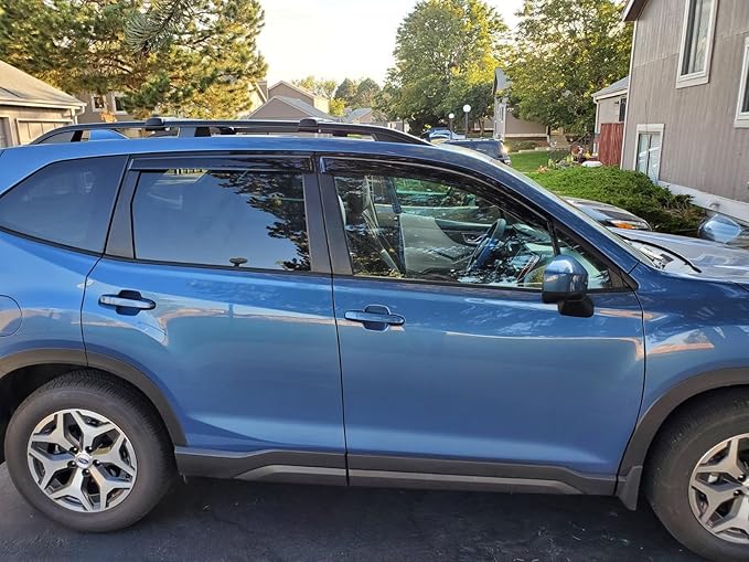 2019-2024 Tape-On Side Window Visor Deflectors for Subaru Forester Rain Guards SK Premium Sport Limited Touring Smoke Tinted Protectors 2020 2021 2022 2023