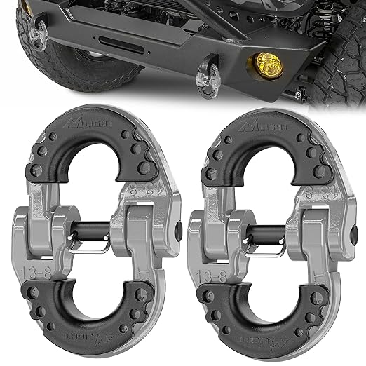 Nilight Safety Chain Connector Link, 1/2In Tow Hitch Hammerlock Coupling Link, 2 Pcs Forged Steel Tow Chain Connector for Chain Link/Recovery Rope Link/Shackle, 12000 lbs Load Limit, Grey