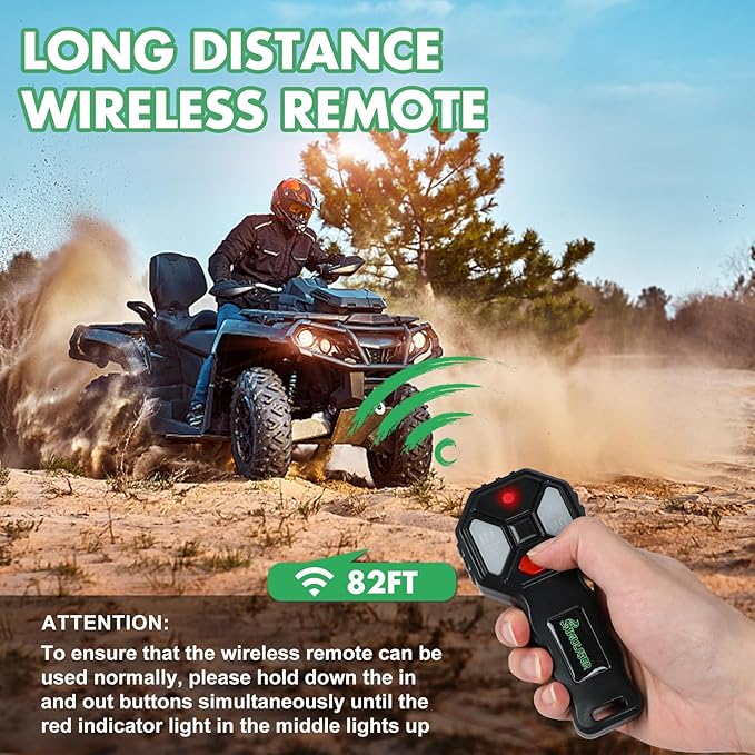 STIMULATER 4500LB ATV Winch, with Synthetic Rope, with Wireless Remote and Wired Switch,Hawse Fairlead&Hook,IP67 Waterproof,Suitable for Most ATVs