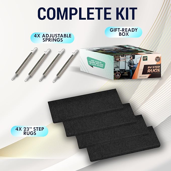 LATCH.IT RV Step Covers 4 Pack | 23-inch Wide Camper Step Covers Fit 8-11" Deep RV Stairs | Camper Step carpet Covers | RV Step Carpet | Keep Dirt Out and Your RV Cleaner with Our RV Stair Covers!
