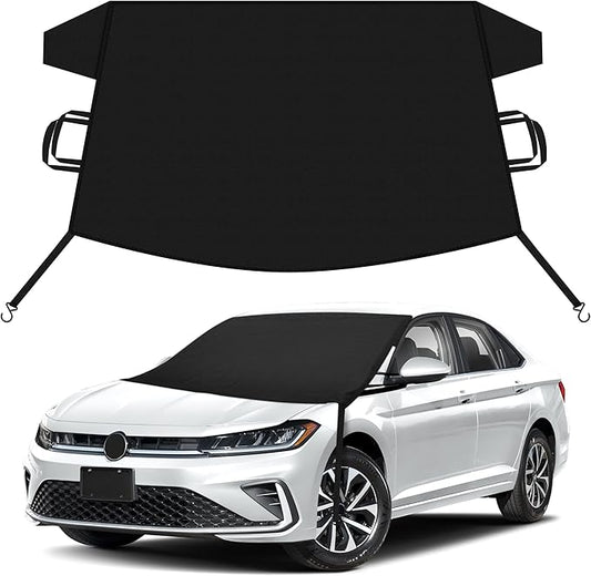EcoNour Car Snow Cover Compatible for Volkswagen Jetta | Windshield Cover for Ice and Snow with S-Hook Straps | Heavy-Duty 600D Oxford Winter Car Cover, Waterproof & Anti-Slip