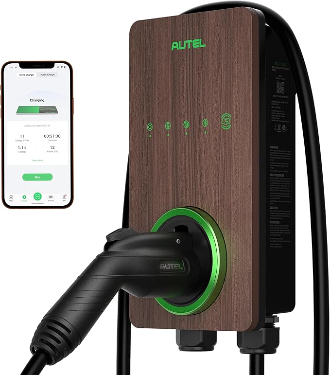 Autel Maxicharger Electric Vehicle (EV) Charger,240V Indoor/Outdoor Car Charging Station with Level 2, Wood Grain