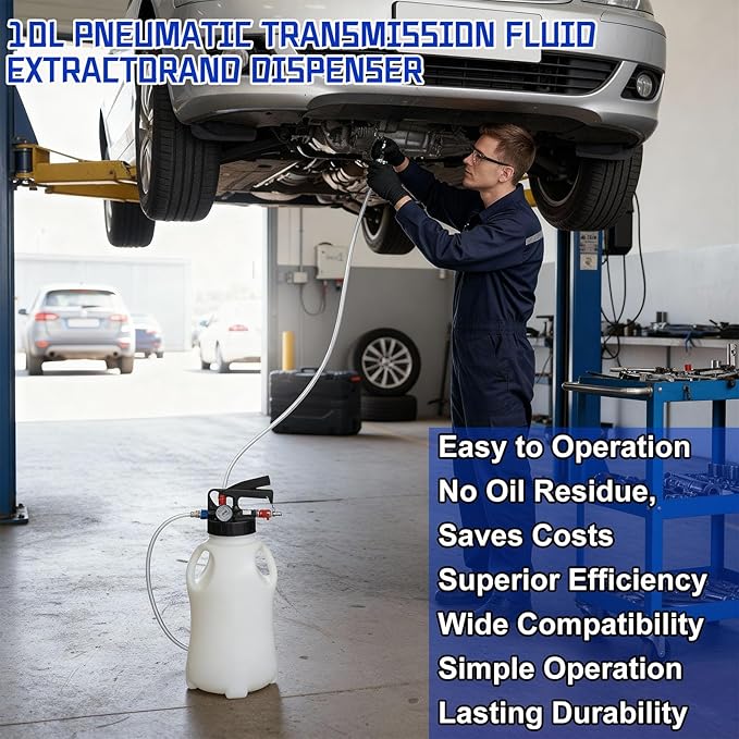 Oil Extractor Pump and Dispenser Tool Kit - 10L Transmission Fluid Transfer Pump with 15 AFT Adapters & 3 Hoses, 2.6 Gal 2 Way Vacuum Fluid Transmission Oil Pump for Automotive Oil Filling System