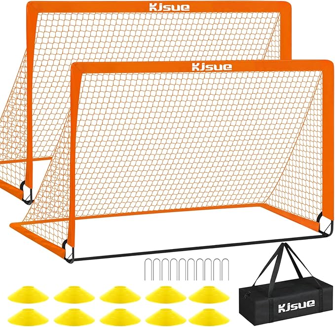 Kids Soccer Goals for Backyard Set, 2 of 6x4 ft Portable Pop Up Soccer Goal Training Equipment, Soccer Net with Target, Soccer Ball, Cones, Soccer Set for Kids Youth Toddler Sports Outdoor Games