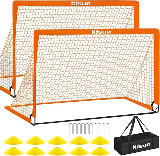 Kids Soccer Goals for Backyard Set, 2 of 6x4 ft Portable Pop Up Soccer Goal Training Equipment, Soccer Net with Target, Soccer Ball, Cones, Soccer Set for Kids Youth Toddler Sports Outdoor Games