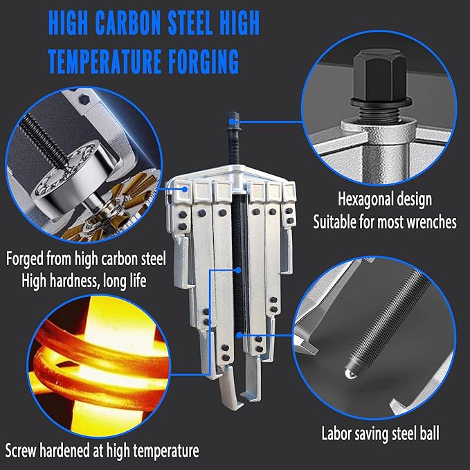 3 in 1 Gear Puller Set,9pcs 2 Jaw Bearing Flywheel Puller Kit with Reversible Jaws,Cr-V Steel Heavy Duty Pulley Puller Tool for Pulley Gear Bearing Flywheel Removal.