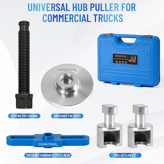 Universal Hub Puller for Commercial Trucks.Rear Axle Drive Axle Hub Puller Removal Tool for Class 6-8 Trucks.Rear Axle Wheel Bearing Puller Heavy Duty Hub Bearing Extractor for Trucks Semi-Trailers