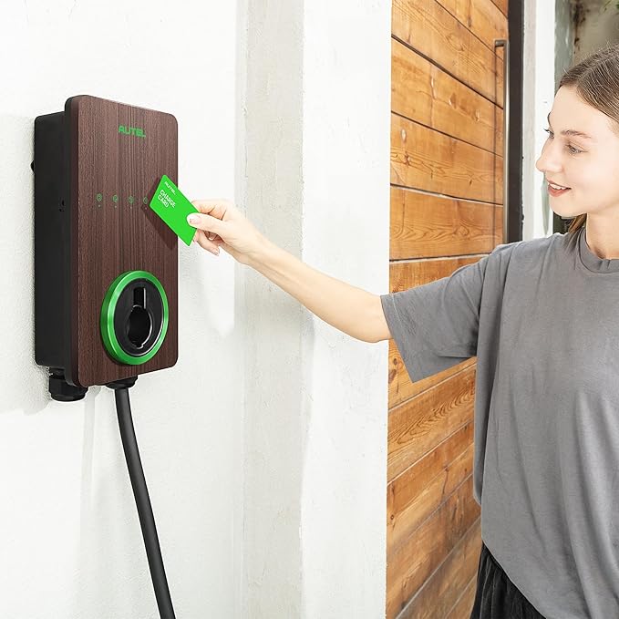 Autel Maxicharger Electric Vehicle (EV) Charger,240V Indoor/Outdoor Car Charging Station with Level 2, Wood Grain