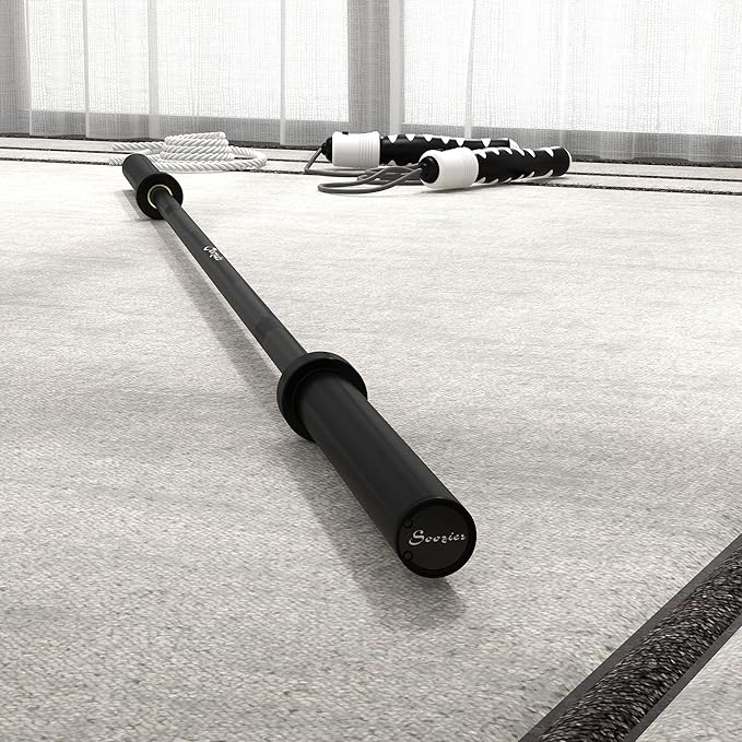 Soozier 7.2ft Barbell Bar, 2 Inch Weight Bar, 44 lbs with Rotating Sleeves and Non-Slip Knurling Grip, 1500lbs Weight Capacity for Weightlifting & Strength Training