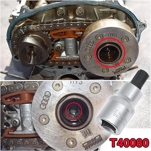 Camshaft Adjuster Socket OEM T40080, Compatible with VW Audi 2.0T Belt Engine, Engine Type: BPJ, M10 Camshaft Screw Removal Tool