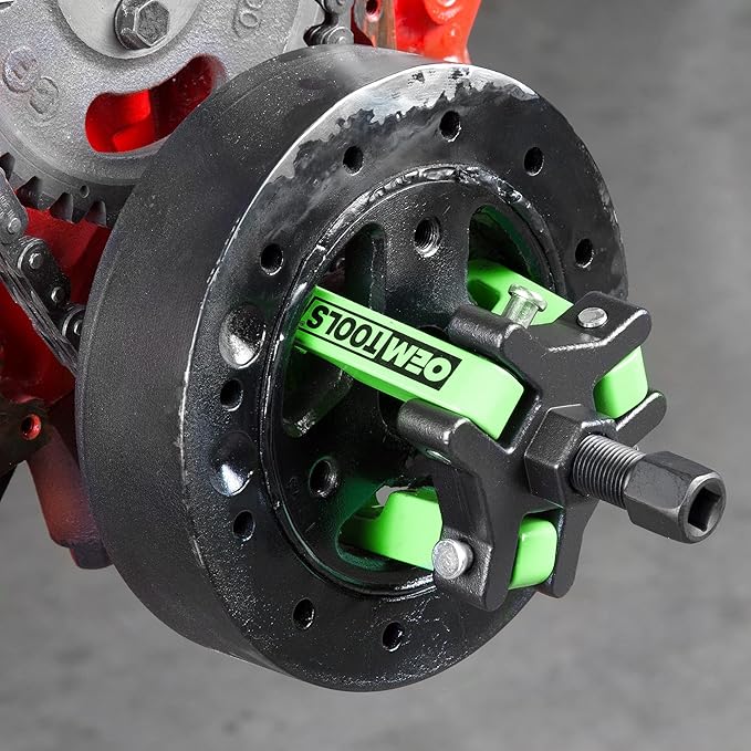 OEMTOOLS 25090 Harmonic Balancer Puller Kit, Adjustable 3-Jaw Puller Fits Most Late Model Vehicles, Forcing Screw Fits a 3/8” Square Drive, Includes 4 Forcing Rods