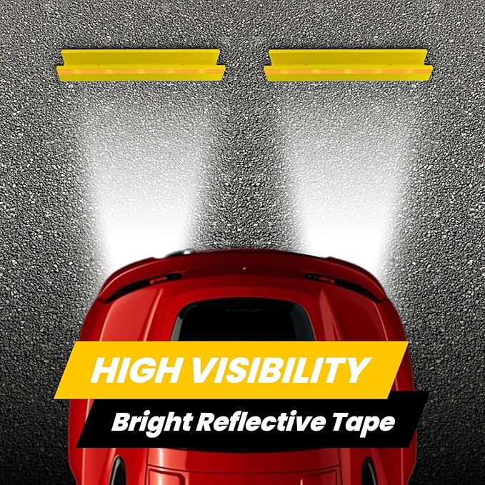 2 Pcs 18'' Parking Car Wheel Stopper for Garage with 2 Installation Methods, Heavy Duty Tire Stops with Reflective Tapes, Car Parking Aids for Garage, Yellow