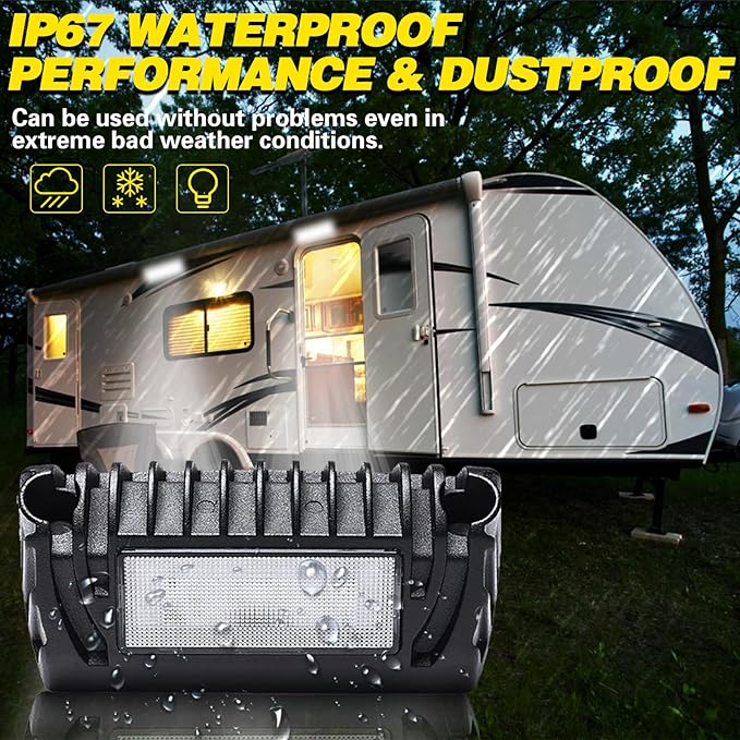 5 Inch LED RV Exterior Lights 12 Volt RV Porch Light,RV Outdoor Lights 750 Lumen Black Lighting Fixture Kit Compatible with Trailers Campers Travel Towing Utility Vehiclesowing (2pcs)