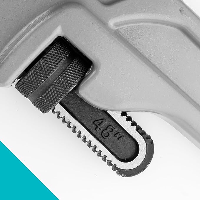 DURATECH 48-inch Heavy Duty Aluminum Straight Pipe Wrench, Adjustable Plumbing Wrench, Drop Forged, Exceed GGG standard