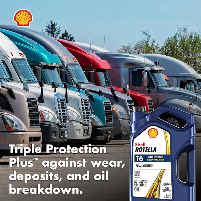 Shell Rotella T6 Full Synthetic 15W-40 Diesel Engine Oil, 1 Gallon