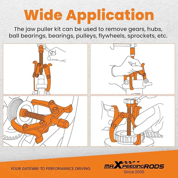 maXpeedingrods 3" 4" 6" 8" Gear Puller Set, 2 Jaw & 3 Jaw Bearing Puller Kit with Ratchet Wrench, 72pcs Reversible Jaw Gear Pulling Tool for Internal External Bearing Gear Pulley Flywheel Removal