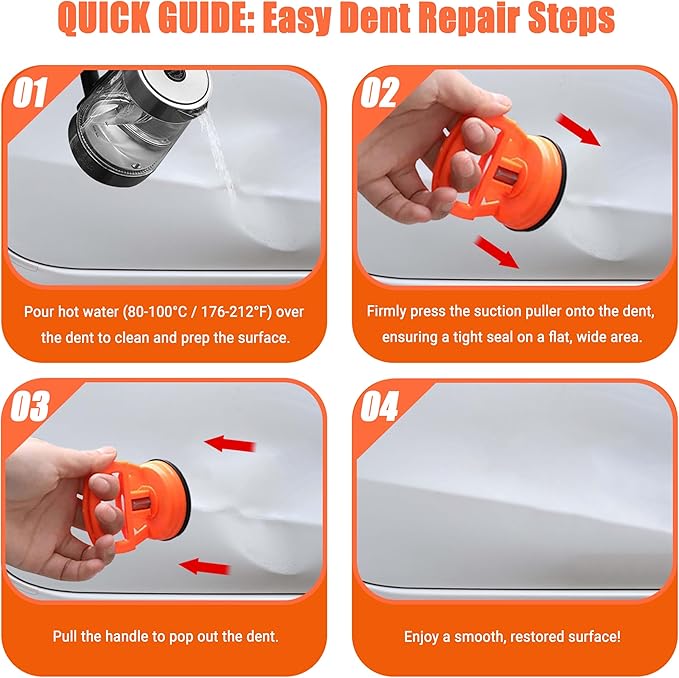 2 Pack Car Dent Puller Suction Cups – Heavy Duty Dent Remover Tools for Car Body Repair, Glass, Tiles, Mirror, Screen Lifting and Handling