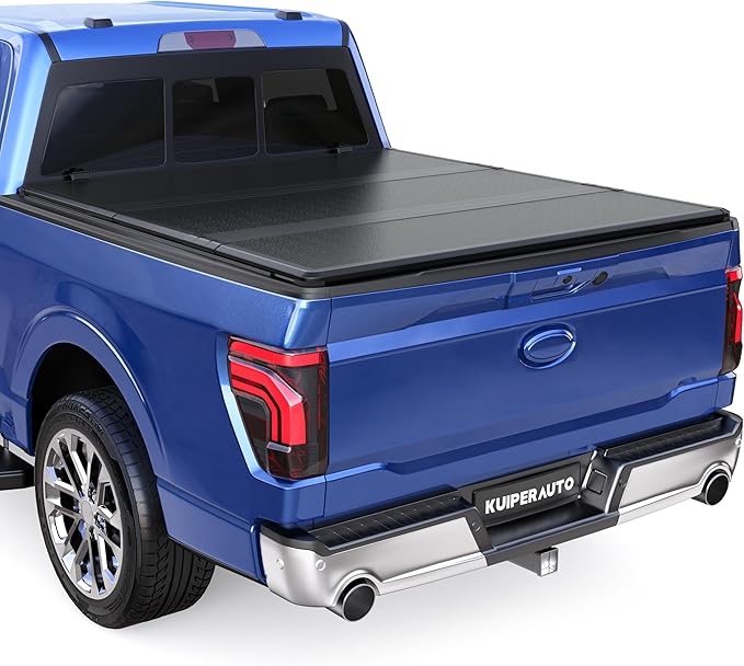 Fiberglass Hard Tri Truck Bed Tonneau Cover Compatible for 2015-2025 Ford F150 F-150 Styleside (Not for Flareside) 6'5" Bed