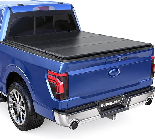 Fiberglass Hard Tri Truck Bed Tonneau Cover Compatible for 2015-2025 Ford F150 F-150 Styleside (Not for Flareside) 6'5" Bed