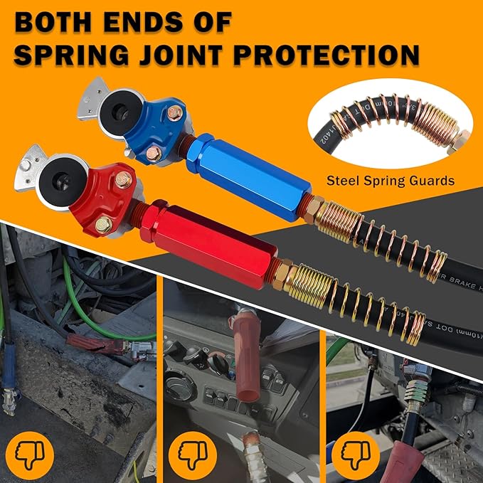 13.5 FT Semi Truck Air Lines Kit 3IN1 Trailer Cord and Air Brake Hoses Assembly Without Rubber Gladhand Handles for Semi Truck Trailer Tractor