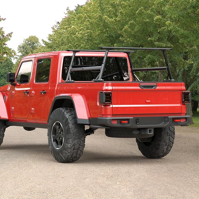 Truck Ladder Rack, Adjustable Height Aluminum Extendable Cargo Rack Cross Bars Truck Bed Rack for Full Size & Mid Size Pickup Trucks,Ford F-Series,Tacoma,Tundra,Gladiator JT,Silverado,GMC Sierra,Titan