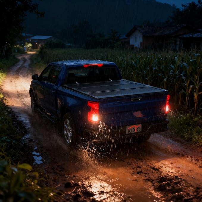 Kikito HTL Truck Bed Tonneau Cover Compatible with 2019-2025 Chevy Silverado/GMC Sierra 1500, 6.6ft (79.4in) Low-Profile Style FRP Hard Folding No-Drill 100% Bed Access