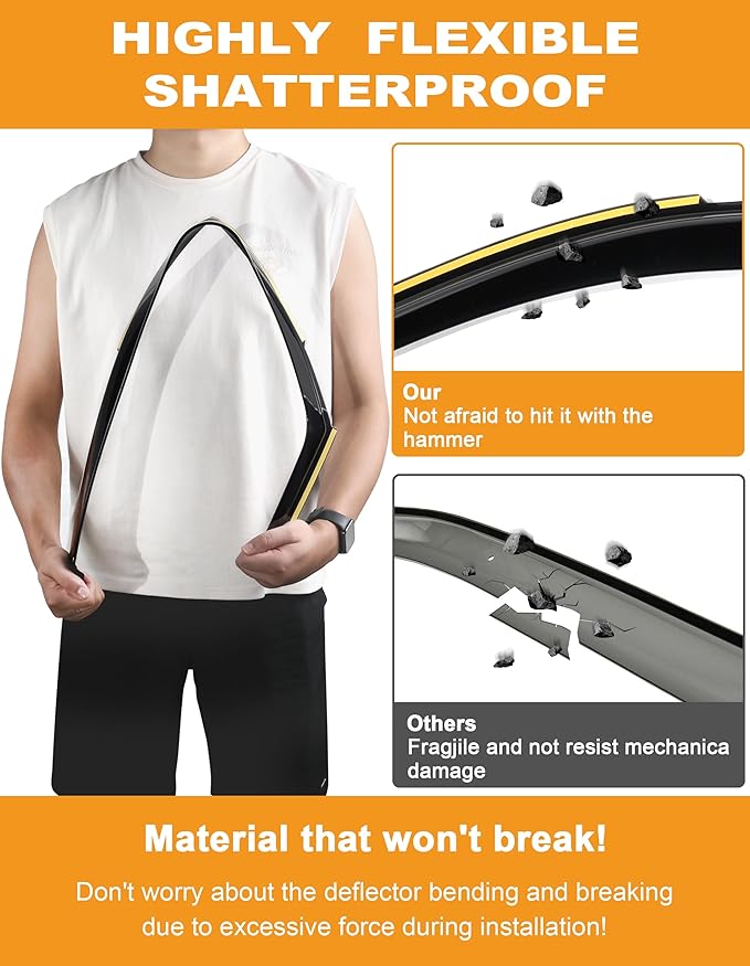 in-Channel Window Rain Guards Fit for Toyota 4Runner 2010-2024 Extra Durable Window Deflectors Vent Visors Vent Shades Window Visors Rain Guard Exterior Car Accessories - 4 pcs