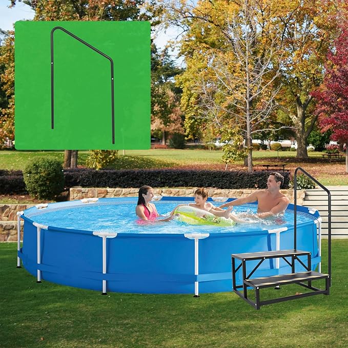 Assist Handrail for 2 and 3 RV Step Stairs,Hot Tub Steps with Handrail,Portable Step Ladder for Travel Trailer,Camper,Porch,Pet Stair,Outdoor Stairs with Non-Skid Tapes