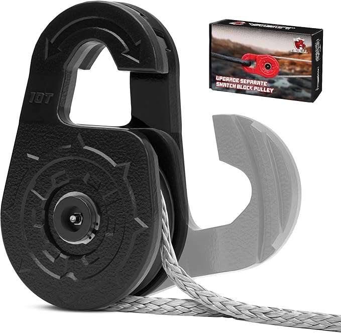 Towing Winch Snatch Block Hook, Separate Pulley Block, Tow Winch Hook, Multiple-Purpose G80 Heavy Duty Forged Winch Hook Snatch Block Pulley, 22Tons(46,051lbs) MBS, for Synthetic Rope, Black