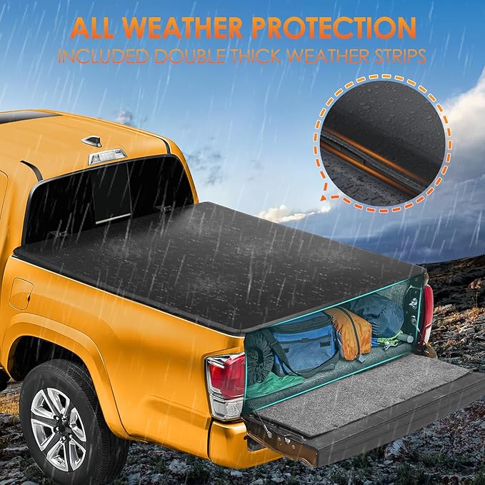 Nilight Soft Tri-fold Truck Bed Tonneau Cover Compatible with Toyota Tacoma 2016 2017 2018 2019 2020 2021 2022 2023-6ft