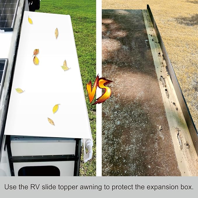 Dulepax RV Slide Out Awning,RV Slide Topper,Modular Camper Slide Out Awning Kit,Slide Toppers for RVs,5th Wheels,Travel Trailers and Motorhomes,White,10'9''(10'1''Fabric)