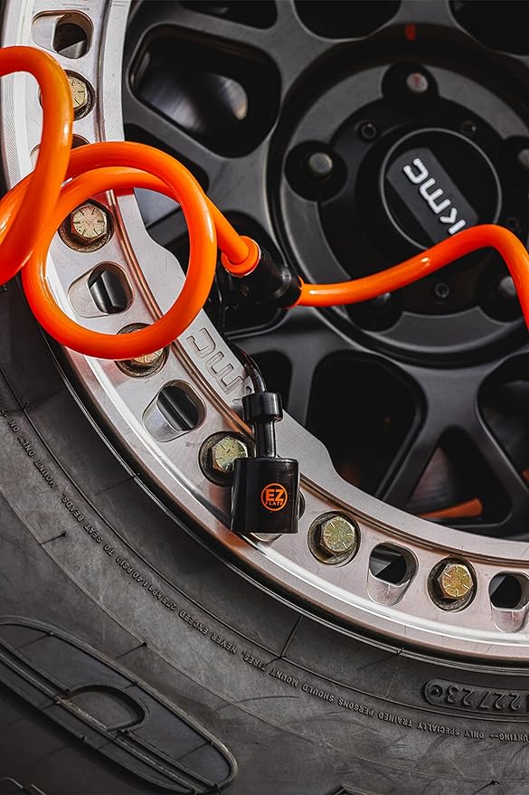 EZ FLATE 4 Tire Hose System | Heavy Duty | Truck or Car Tires | UTV Side By Side Tires | Fast Inflation | 4 Tires at Once | Auto Equalize | Quick Connest Air Chucks (Recoil Hose System)
