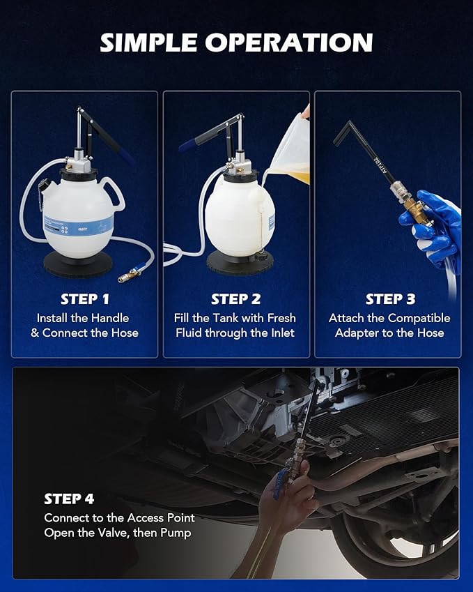 Orion Motor Tech 7.5L Transmission Fluid Pump, 2 Gallon Manual ATF Refill Kit Transmission Fluid Hand Pump Automotive, Transmission Fluid Transfer Pump, Transmission Fill Pump with 15 ATF Adapters