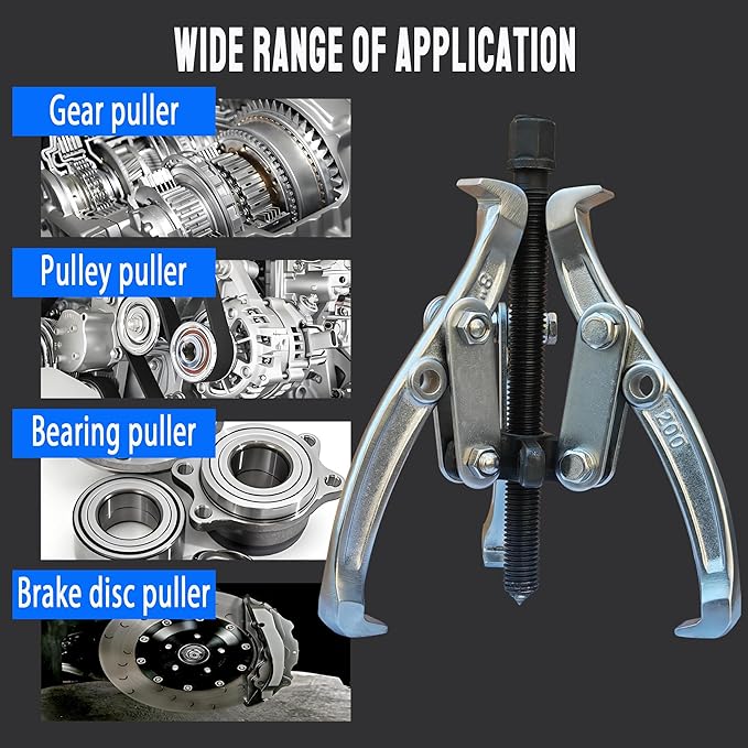 8 in 1 Gear Puller Set, 3" 4" 6" 8" Bearing Pulley Puller Kit, Cr-V Steel 2 Jaw & 3 Jaw Gear Puller with Reversible Jaws, 72Pcs Puller Tool Set, for Bearing Gear Pulley Flywheel Removal