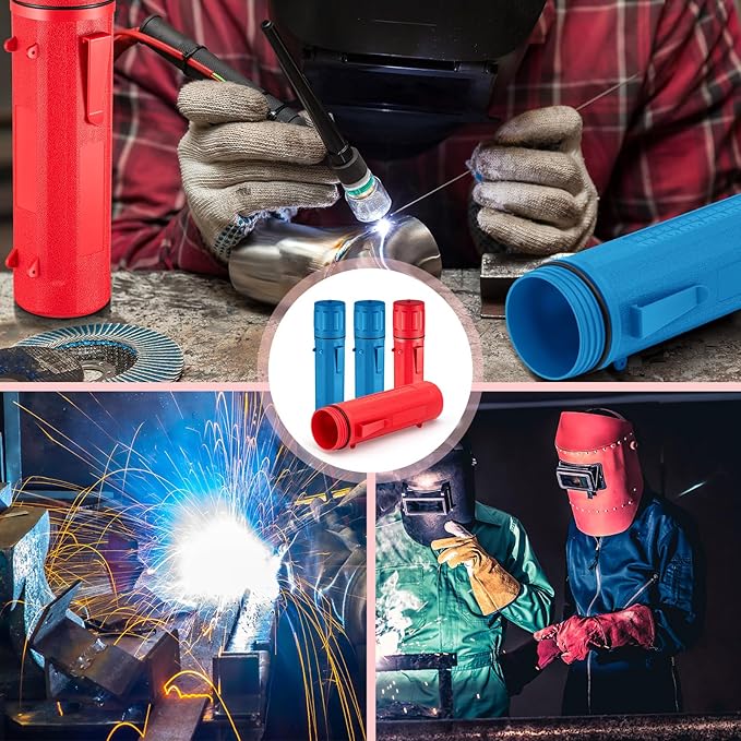 Zonon 8 Pcs Welding Rod Holder Stick Welding Electrode Rod Storage Tube 14 Inch Rod Storage Container Airproof Welding Rod Holder Waterproof Storage Canister for Welding Rod(Red Blue)