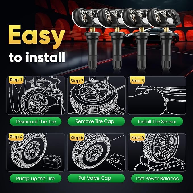 Autel TPMS Sensor Set of 20, 2in 1 MX-Sensor 315MHz + 433MHz Press-in, Universal Programmable for OEM Sensor Replacement, OE-Level 100% Cloneable by Autel TPMS Tool TS508 TS508WF (20PCS Rubber Stem)