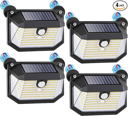 LUHLEE 178 LED Magnetic RV Solar Lights Outdoor, 800LM Ultra-Bright RV Porch Light with Motion Sensor, Strong Magnets IP65 Waterproof rv Lights Exterior for Awning Camper Trailer Porch (4 Pack)