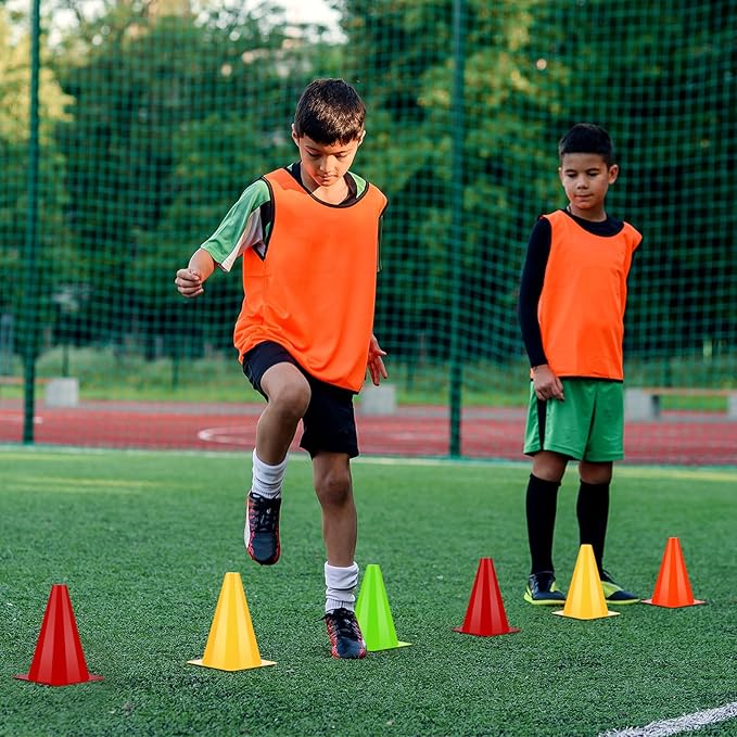 Leelosp 48 Pack 7" or 9" Plastic Traffic Cones Agility Field Marker Soccer/Safety/Sports/Training Cones for Skating Basketball Football Practice Drills Themed Party Decorations